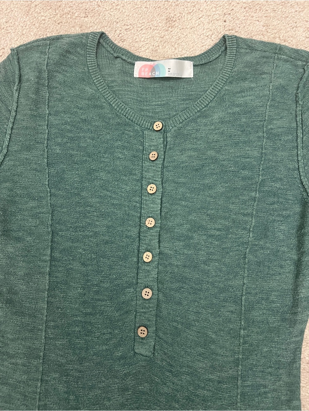 Free People Beach Dark Teal Linen-Blend Long Sleeve Maxi Dress - Picture 4 of 6